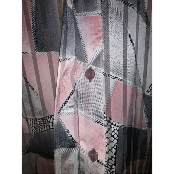 Vintage 90s abstract semi sheer oversized button-down top 18W￼ - Picture 7 of 12